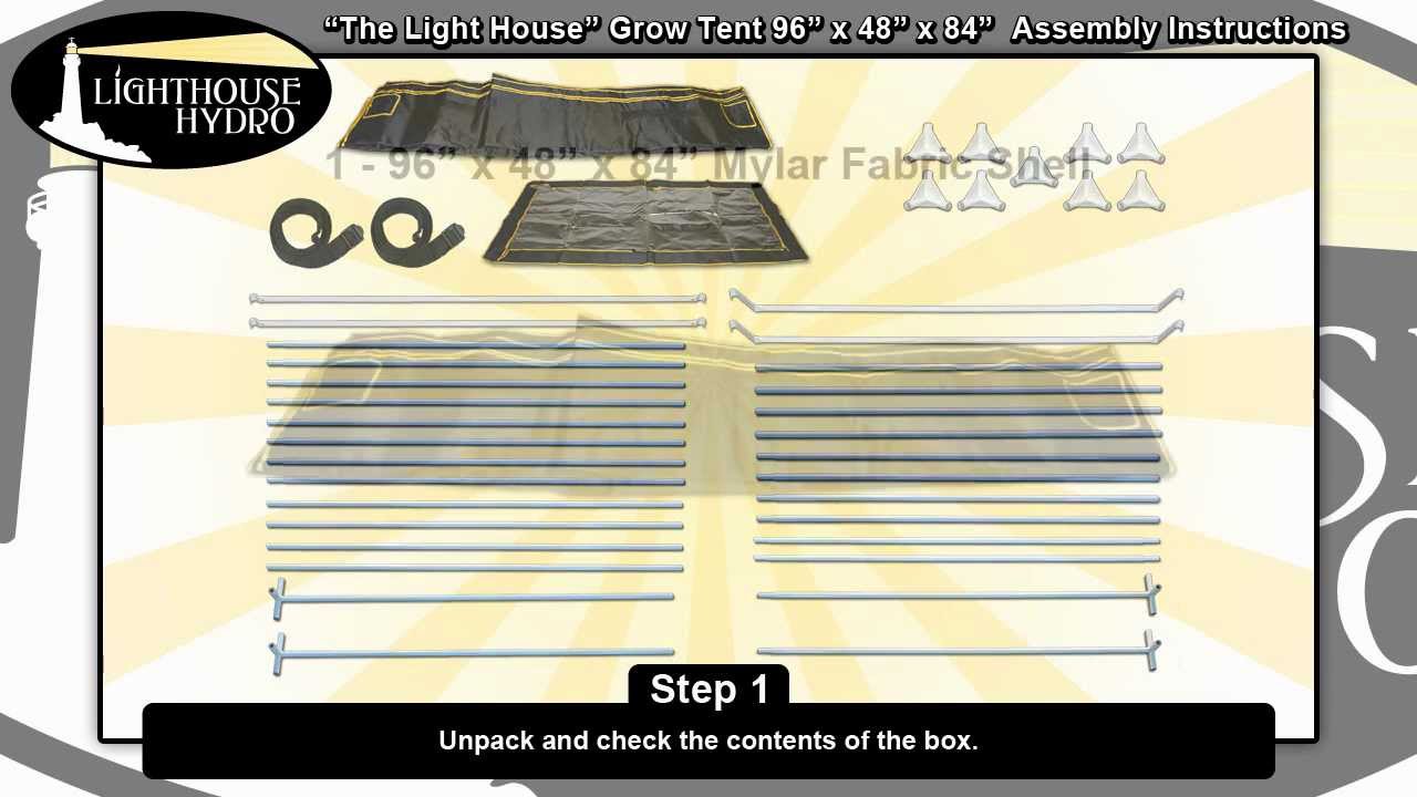 2012 Lighthouse Hydro Grow Tent - 8' x 4' x 7' Assembly Instructions