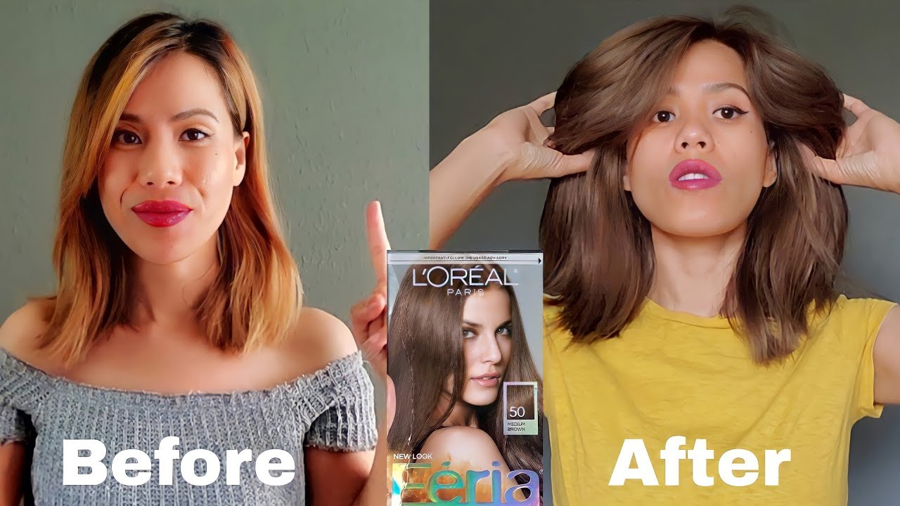 How I  dyed my  Brassy Hair to Ash Brown at home using Loreal Paris Feria 50