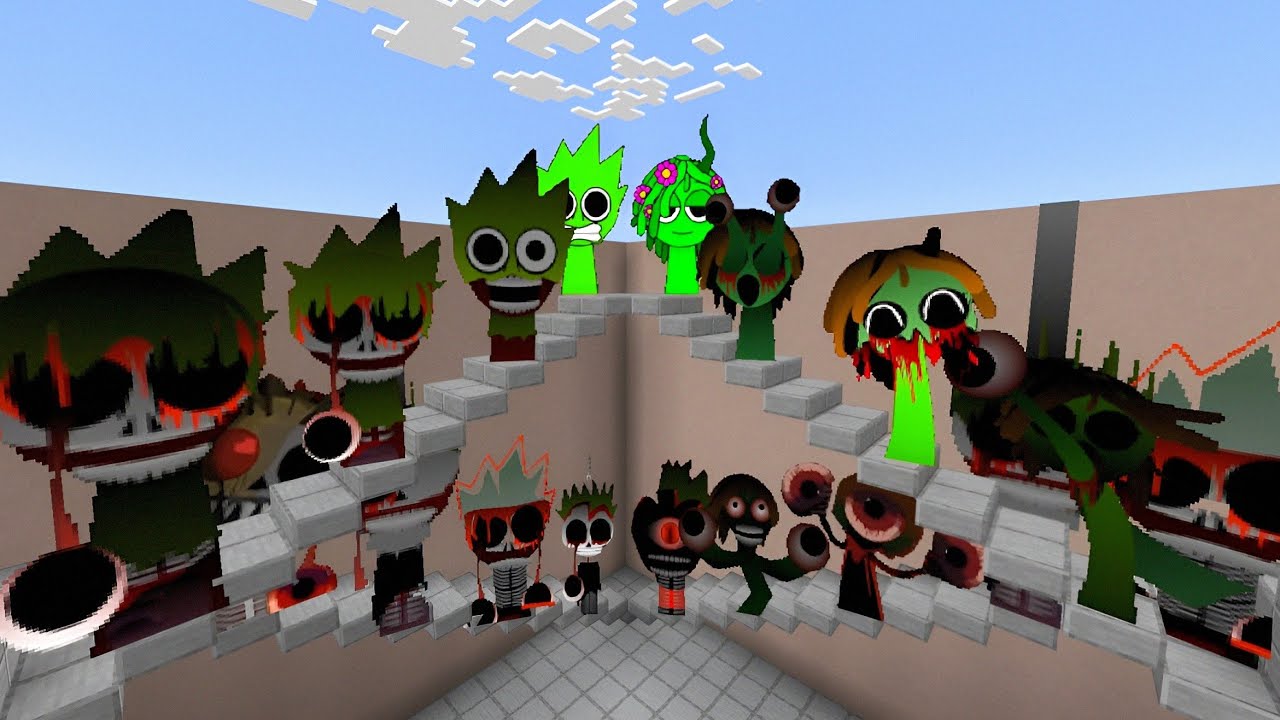 My Sprunki Horror Lime and Vineira all phase 1-10 and 1-7 in Minecraft Pe