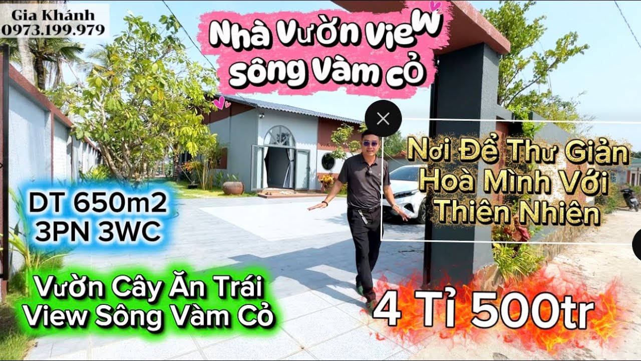 Nhà Vườn View Sông Vàm Cỏ Nơi Thiên Nhiên bạn Tặng . Tăng sức khoẻ cho đại gia đình bạn.4 tỉ500 tr 
