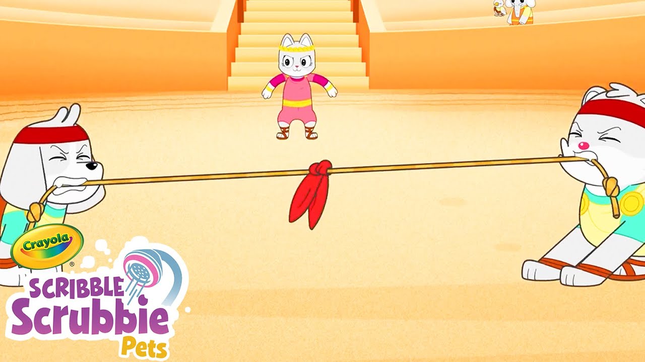 Tug of War!! | Crayola Scribble Scrubbie | Funny Cartoons for Kids