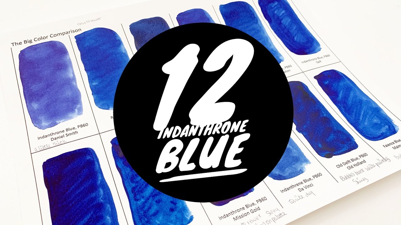 Colossal Color Showdown S2 Ep.9 - Indanthrone Blue | Comparing 12 Watercolor Brands