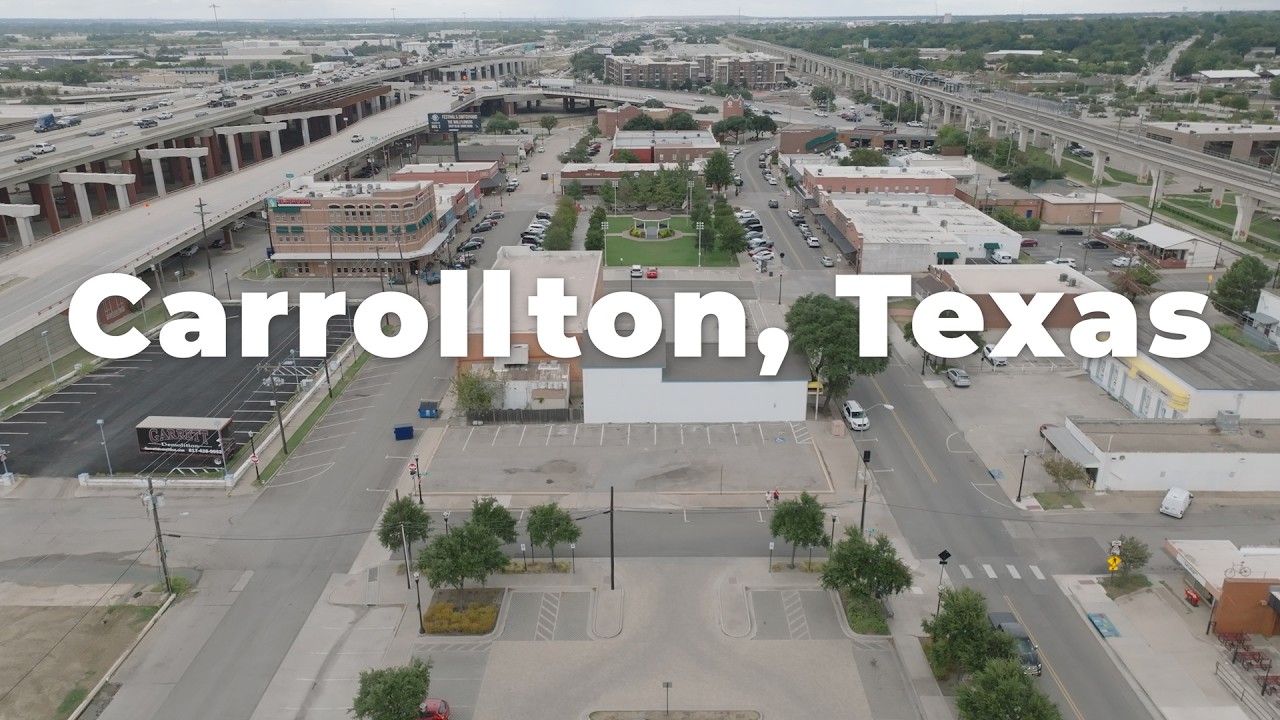 Aerial View of Historic Downtown Carrollton Facing North