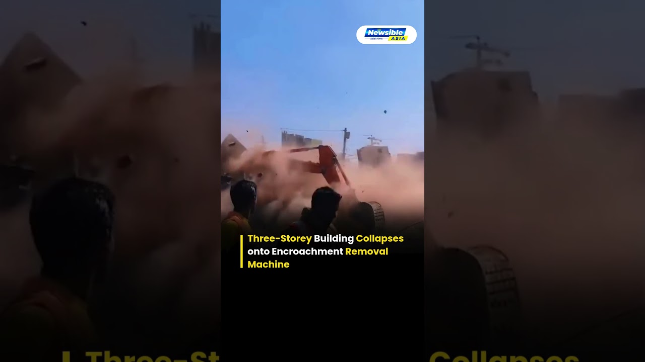 Shocking Building Collapse During Anti-Encroachment Drive Injures Operator | Viral Video