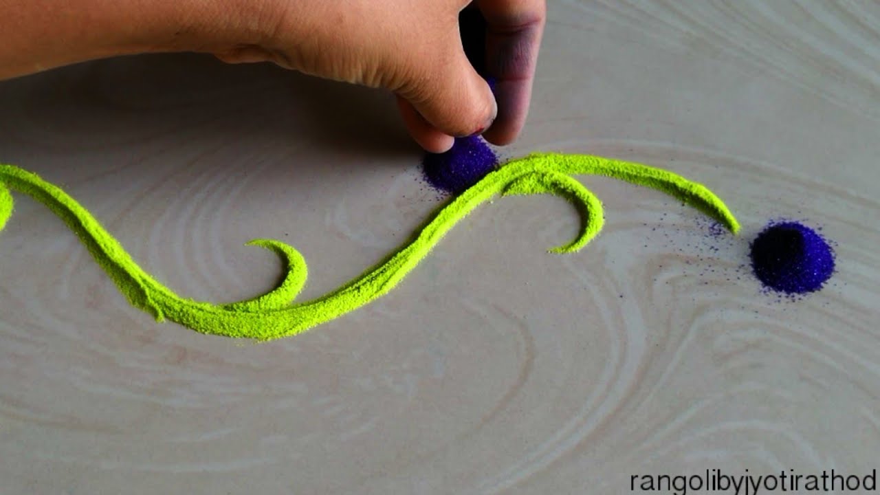 Satisfying and relaxing colourful border rangoli / easy border #847