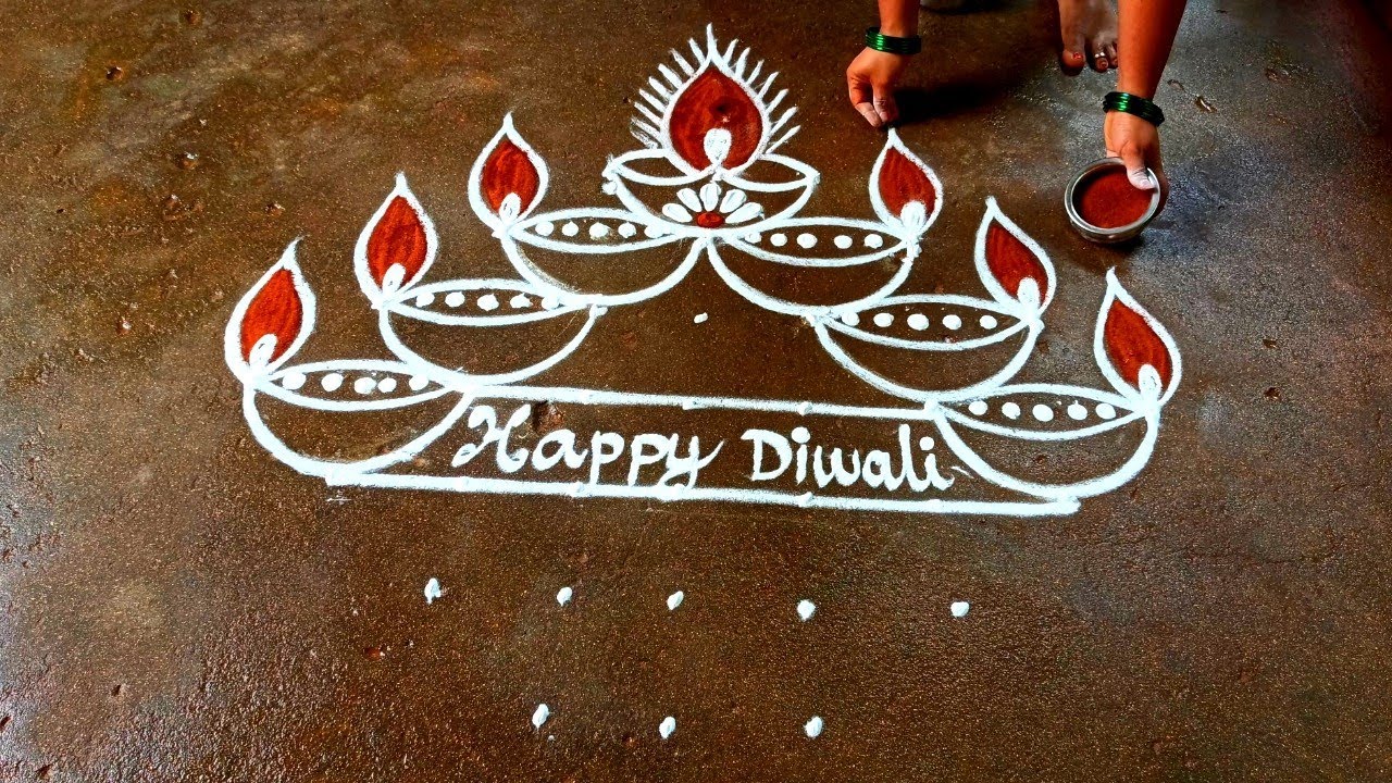 Diwali 2023 aduku villaku kolam|9*1 Deepavali diya muggulu|traditional  rangoli|Beautiful rangoli