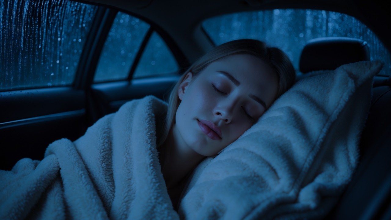 Dark Rainy Night for Relaxation | Cozy Car Shelter Sounds