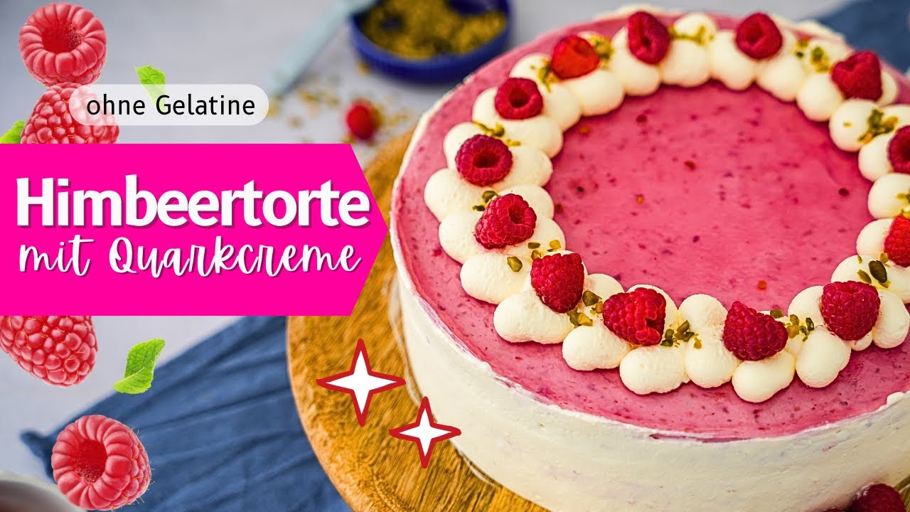 Himbeertorte mit Quarkcreme (Ohne Gelatine) - Einfaches Rezept Himbeersahne-Torte