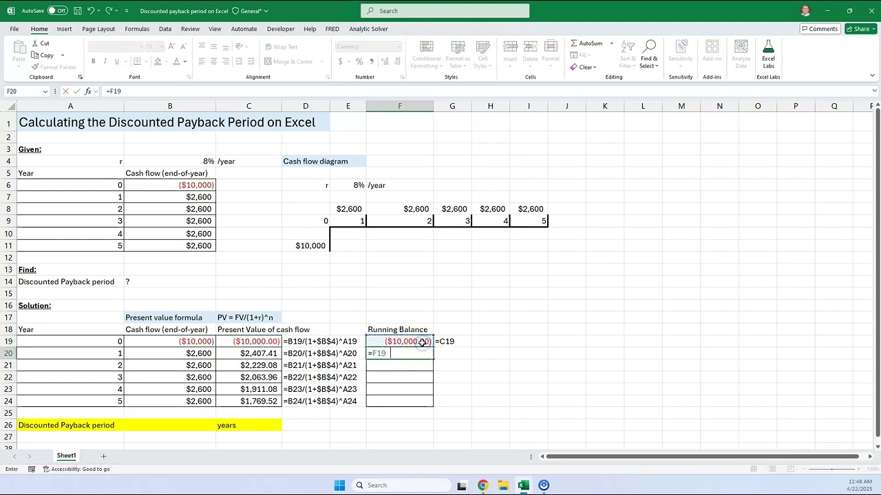 Calculate the Discounted Payback Period in 90 seconds!