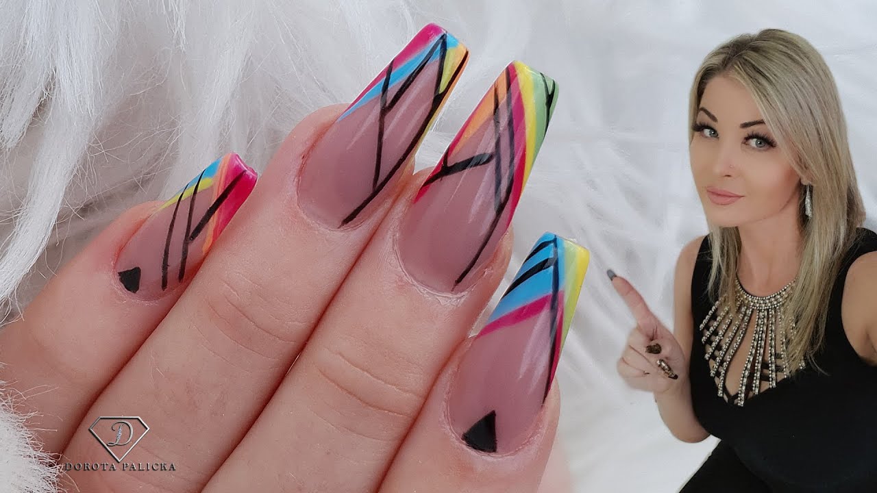 Bitten nails transformation. Watch me doing client nails. Line work nail art. Nail extensions on tip