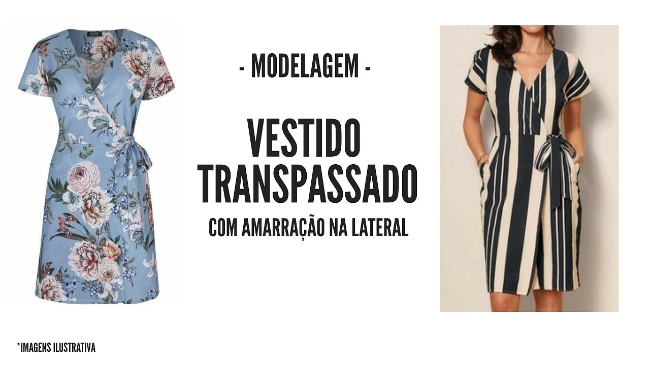 Vestido Transpassado com amarração e Manga bufante - MODELAGEM | VIVIANE PRATES