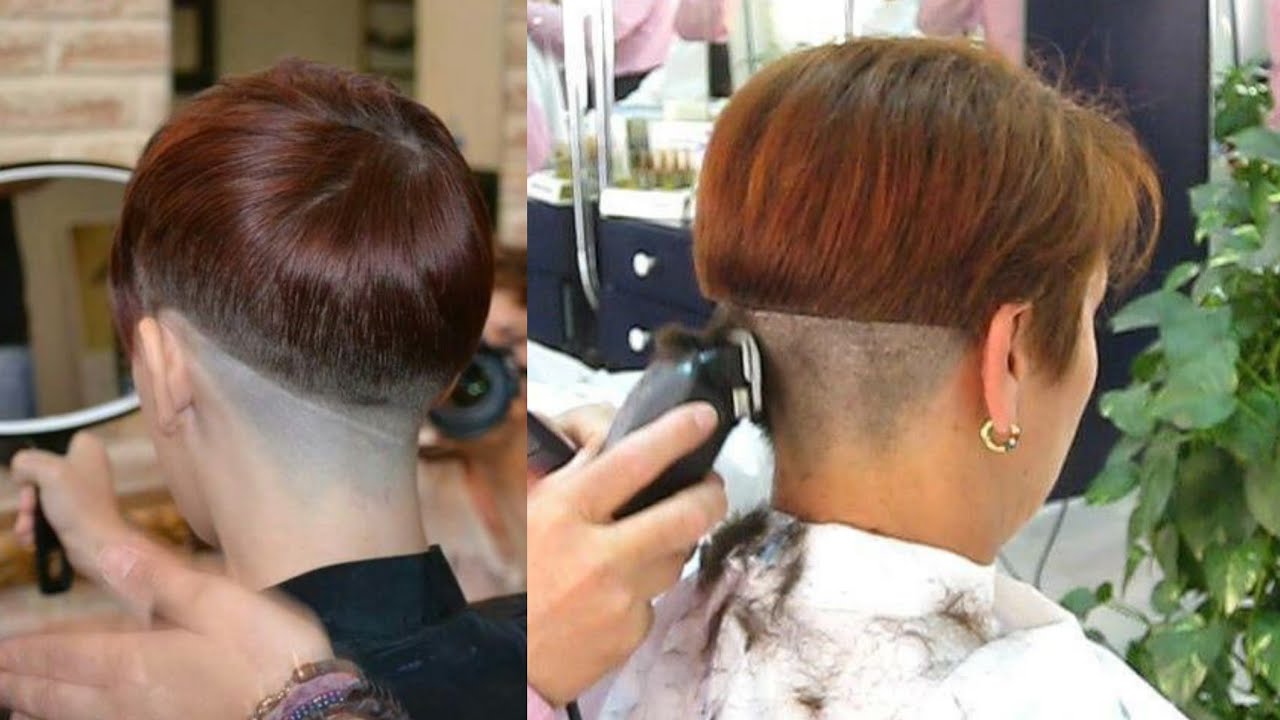 My girlfriend best Half shaved undercut short bob haircuts/Undercut bowl Pixie Haircuts and style