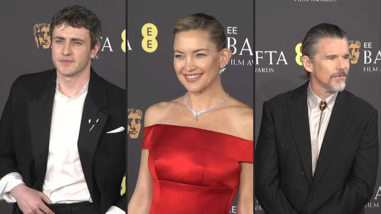 Paul Mescal, Kate Hudson and Ethan Hawke on the red carpet for the BAFTAs | AFP