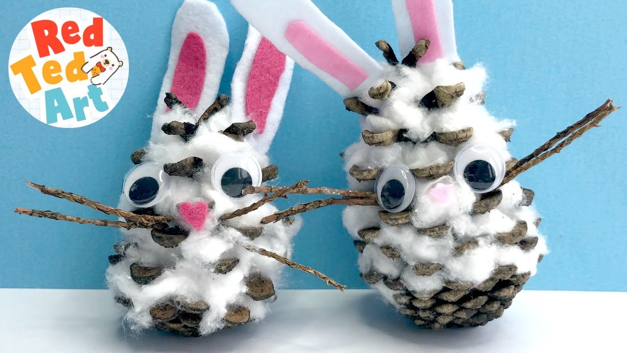 Easy Pinecone Bunny Craft for Preschoolers - Cute Nature Easter Craft!