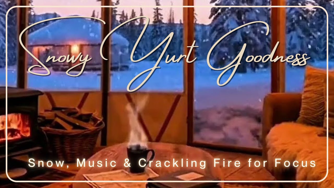 Yurt Relaxing  Ambience Fireplace Crackling Soft Jazz Music