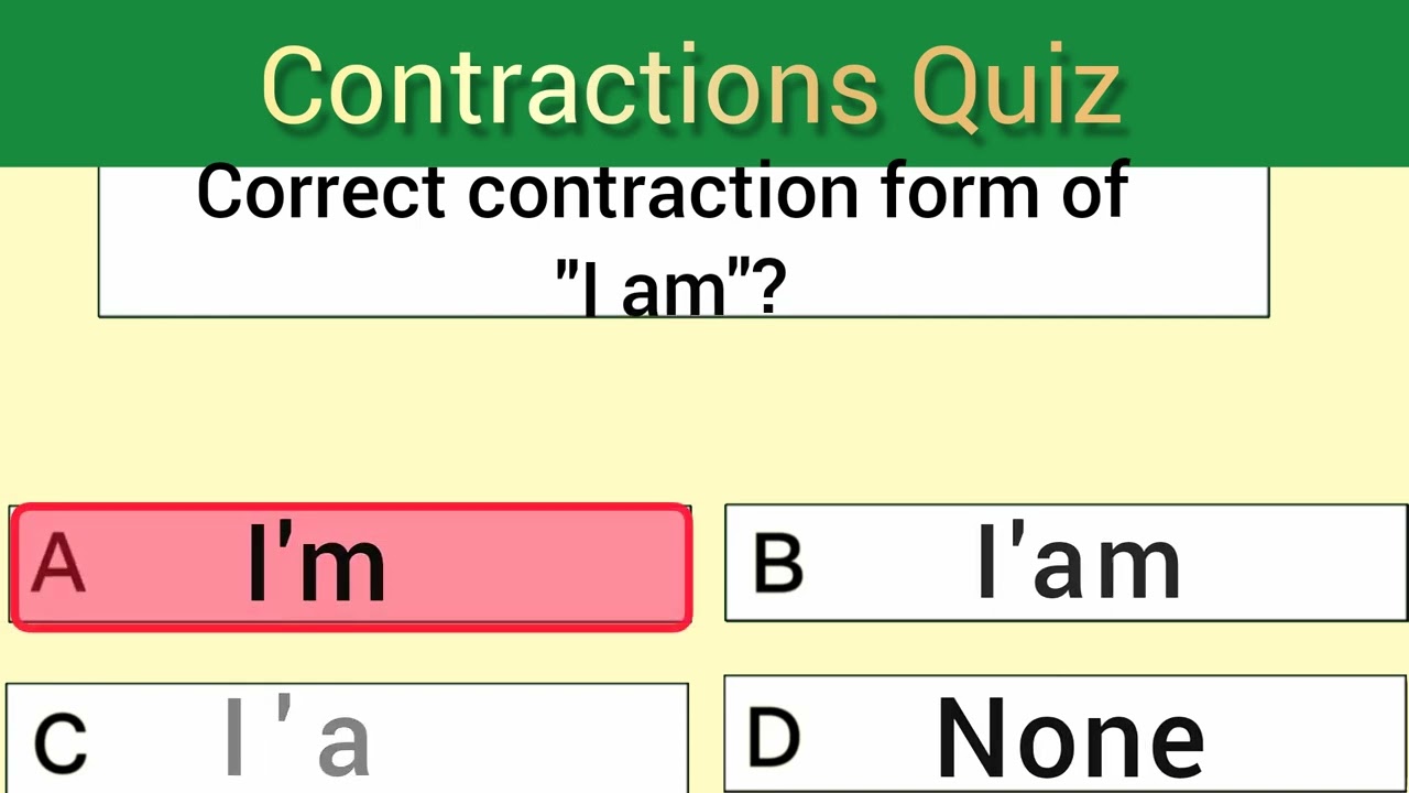 Contractions in English Quiz|English grammar quiz