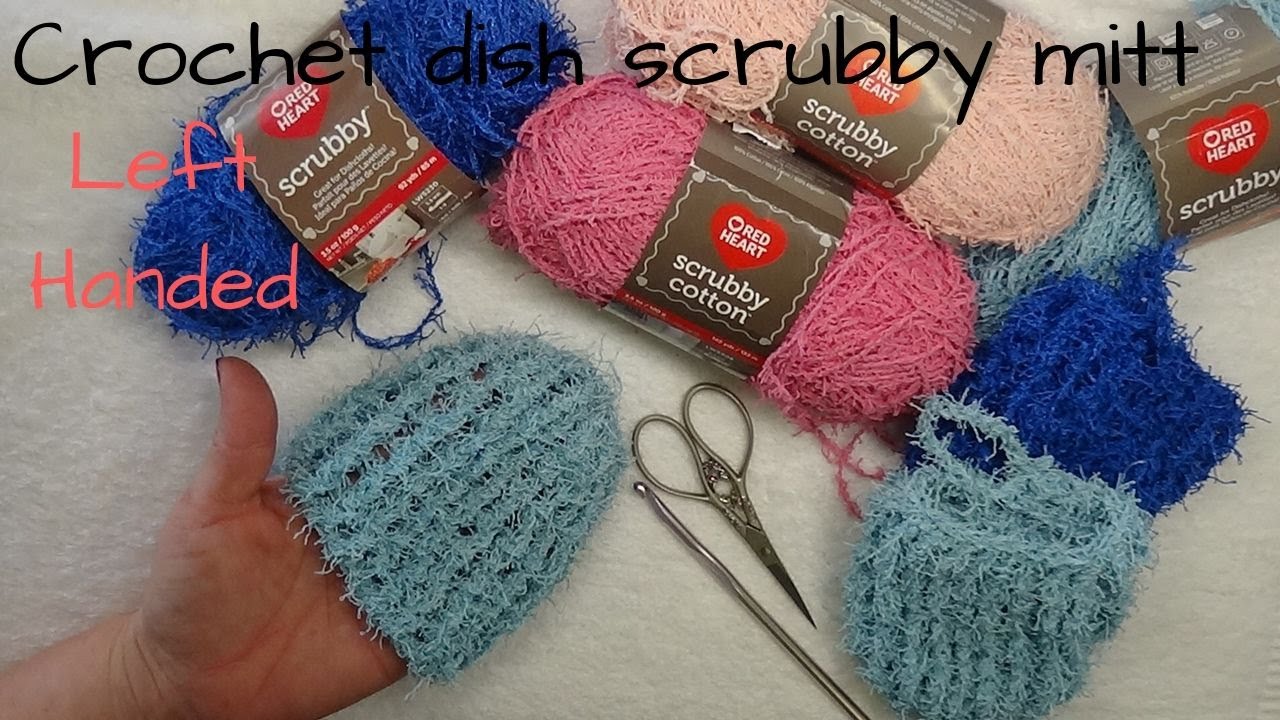 Dish Scrubby Mitt - Crochet Tutorial - LEFT HANDED