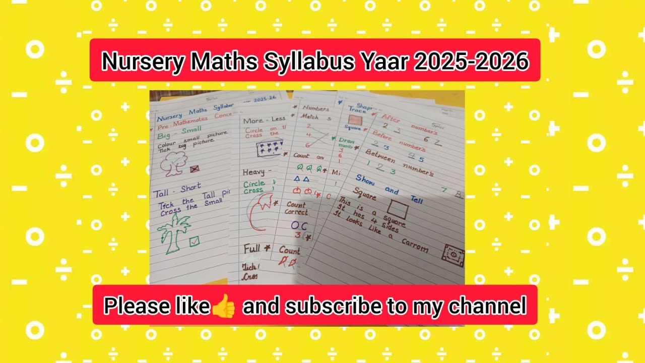 Nursery Maths Syllabus year 2025-2026