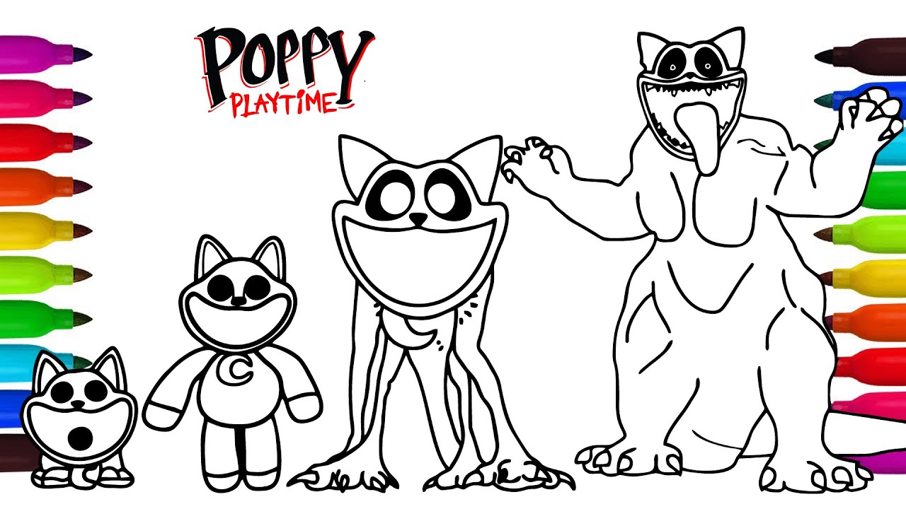 Poppy Playtime Coloring Pages New/How to Color ALL CHARACTER Fearful, Hoppy Hopscotch & Catnap #7.1b