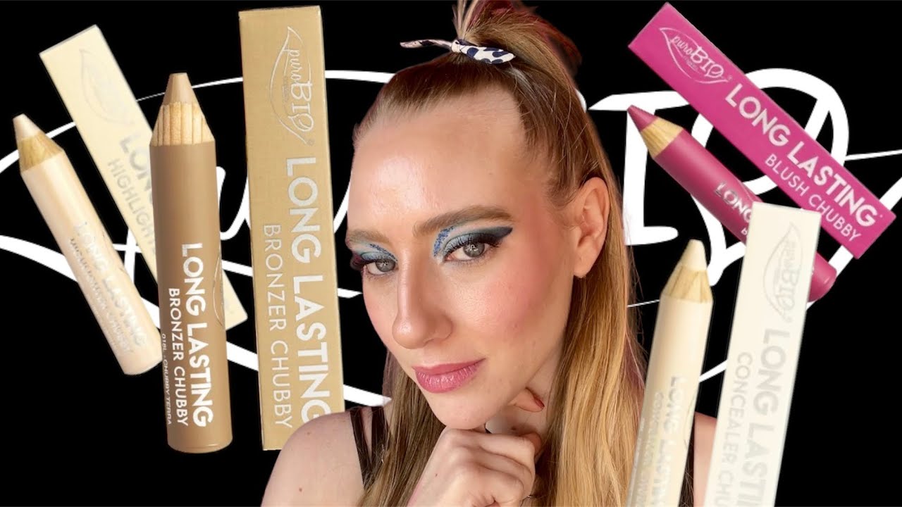 (Purobio) Long lasting Chubby colorete, contorno, corrector y  iluminador.