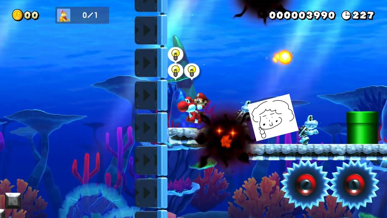 マリオメーカーにお母さんが挑戦 バタバタしながらゴールしてるし目的を忘れそうになってるよ…