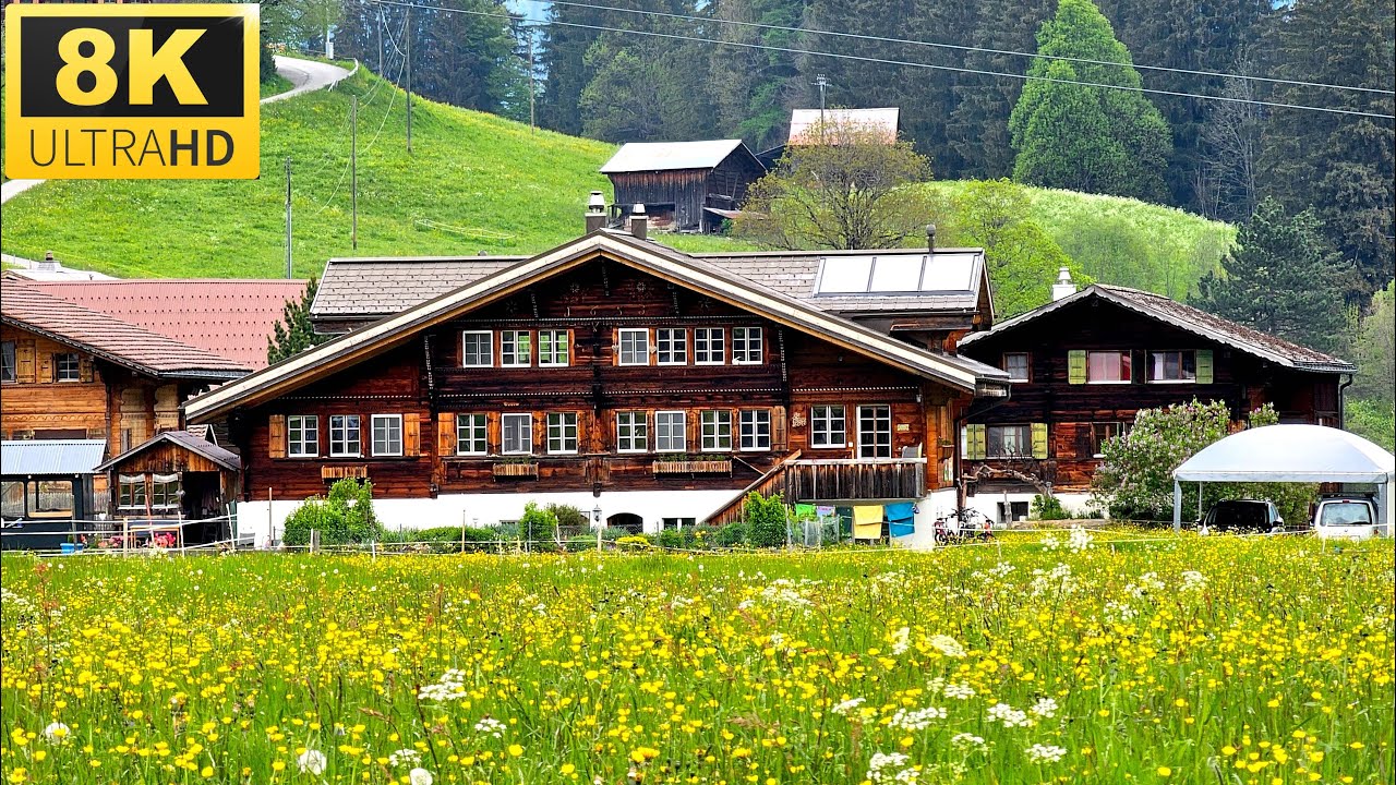 [ 8K ] LAUENEN Gstaad Switzerland | 8K UHD Walk Tour Video