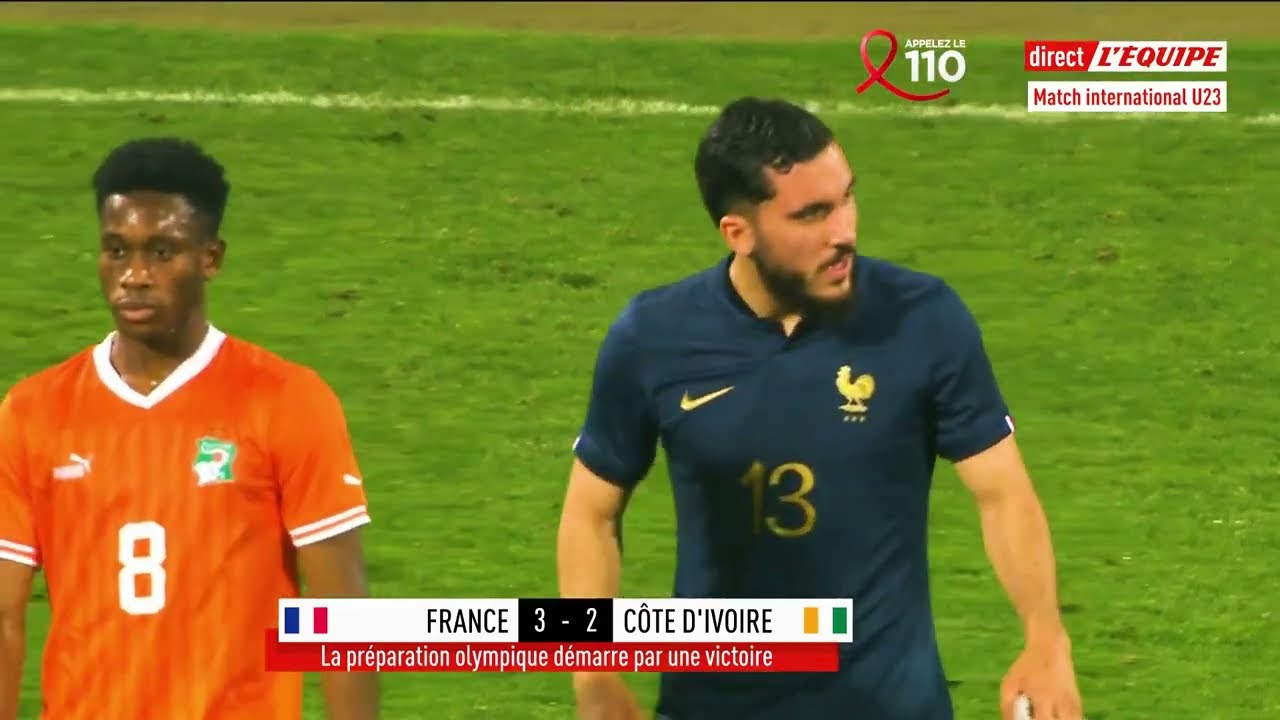 Rayan Cherki  Vs  Ivory Coast U23    22/03/2024