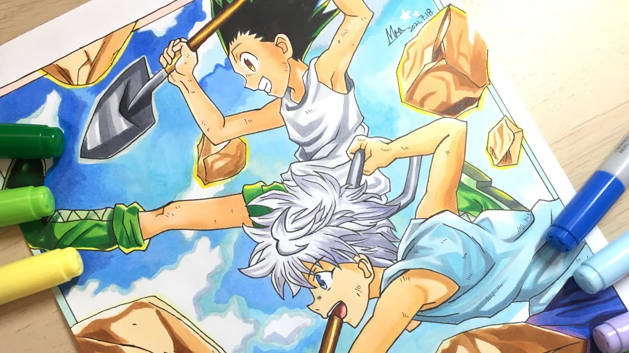 [HUNTER&times;HUNTER] グリードアイランド編まっすぐマサドラへ！ゴン&times;キルア Gon&times;Killua 描いてみた　[模写]