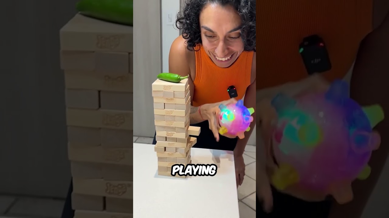 Jenga with a vibrating toy #shorts