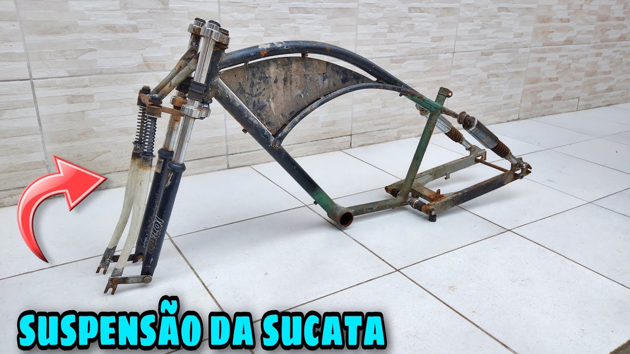FIZ O AMORTECEDOR DIANTEIRO DUPLO SÓ COM SUCATA DE BIKE / PROJETO MINI CHOPPER