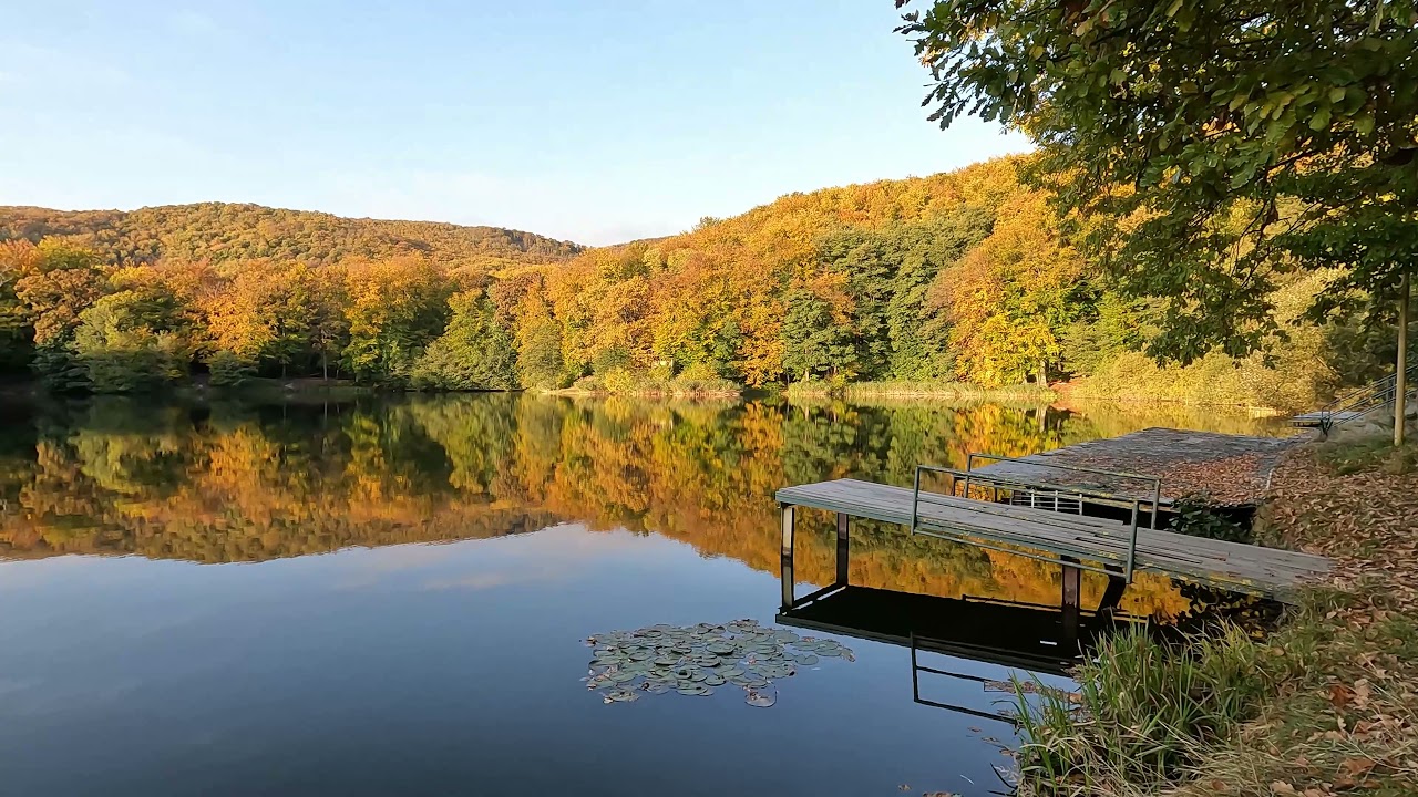 Izra mountain lake in autumn, Kosice region, Slovakia 4k GoPro 10 cinematic