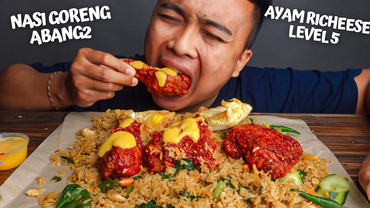 MUKBANG NASI GORENG PEDAS TOPPING AYAM RICHEESE FACTORY!!