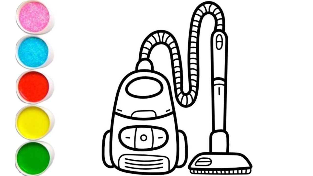How To Draw Vacuum Cleaner Easy Step By Step|Household Items Drawing For Kids!Easy Drawing For Kids