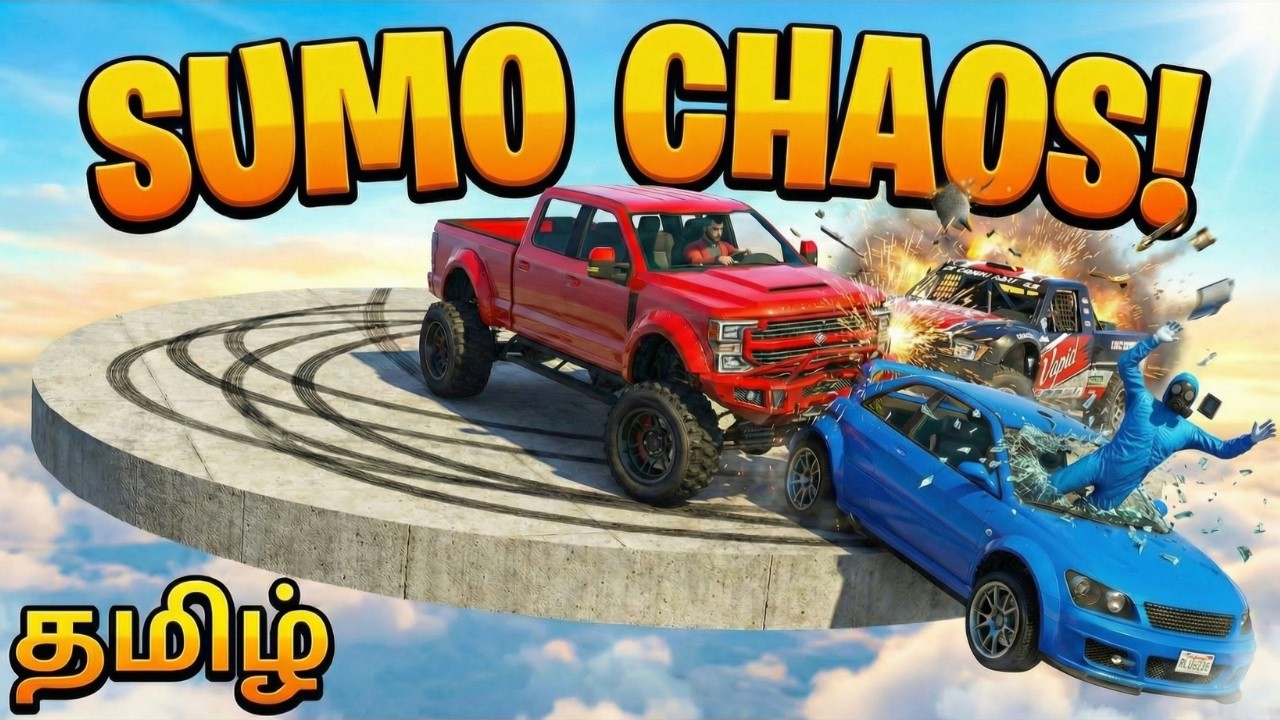 GTA 5 தமிழ்: MONSTER TRUCK vs SMALL CAR EPIC Sumo Battle!