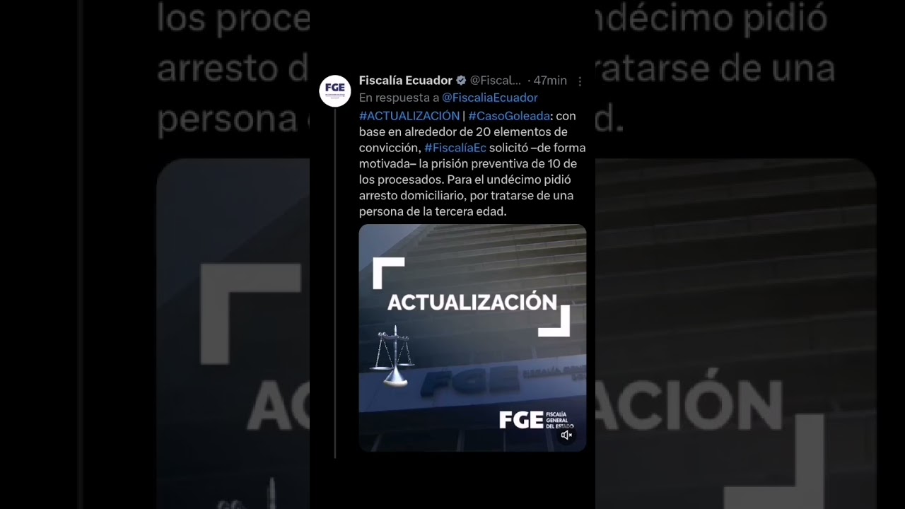 Urgente. Fiscalia pide prisi&oacute;n a Aquiles &Aacute;lvarez. Noboa celebra. #aquilesalvarez #danielnoboa