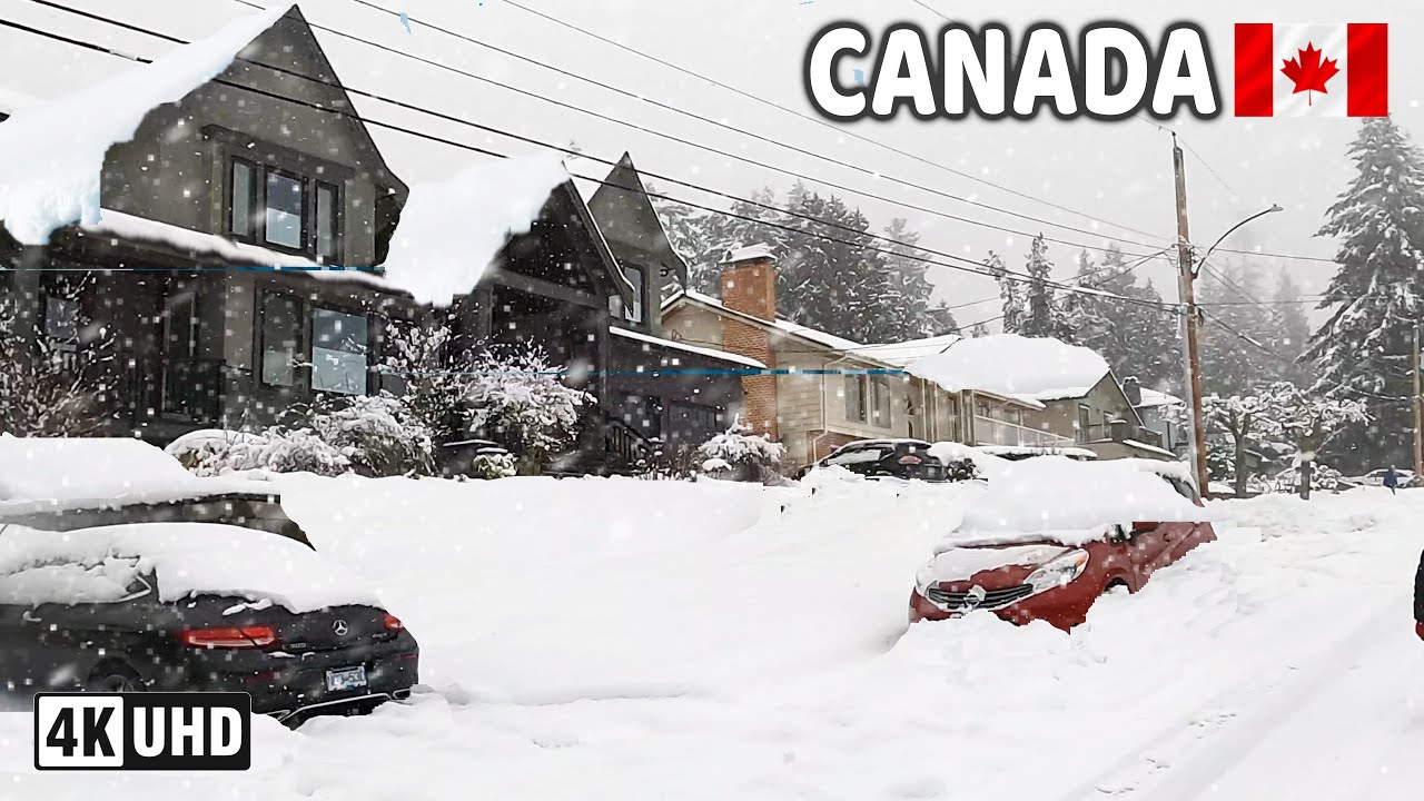 🇨🇦 【4K】❄️❄️❄️ EXTREME SNOWSTORM in CANADA! Downtown Vancouver, Burnaby, Coquitlam. BC, Canada.