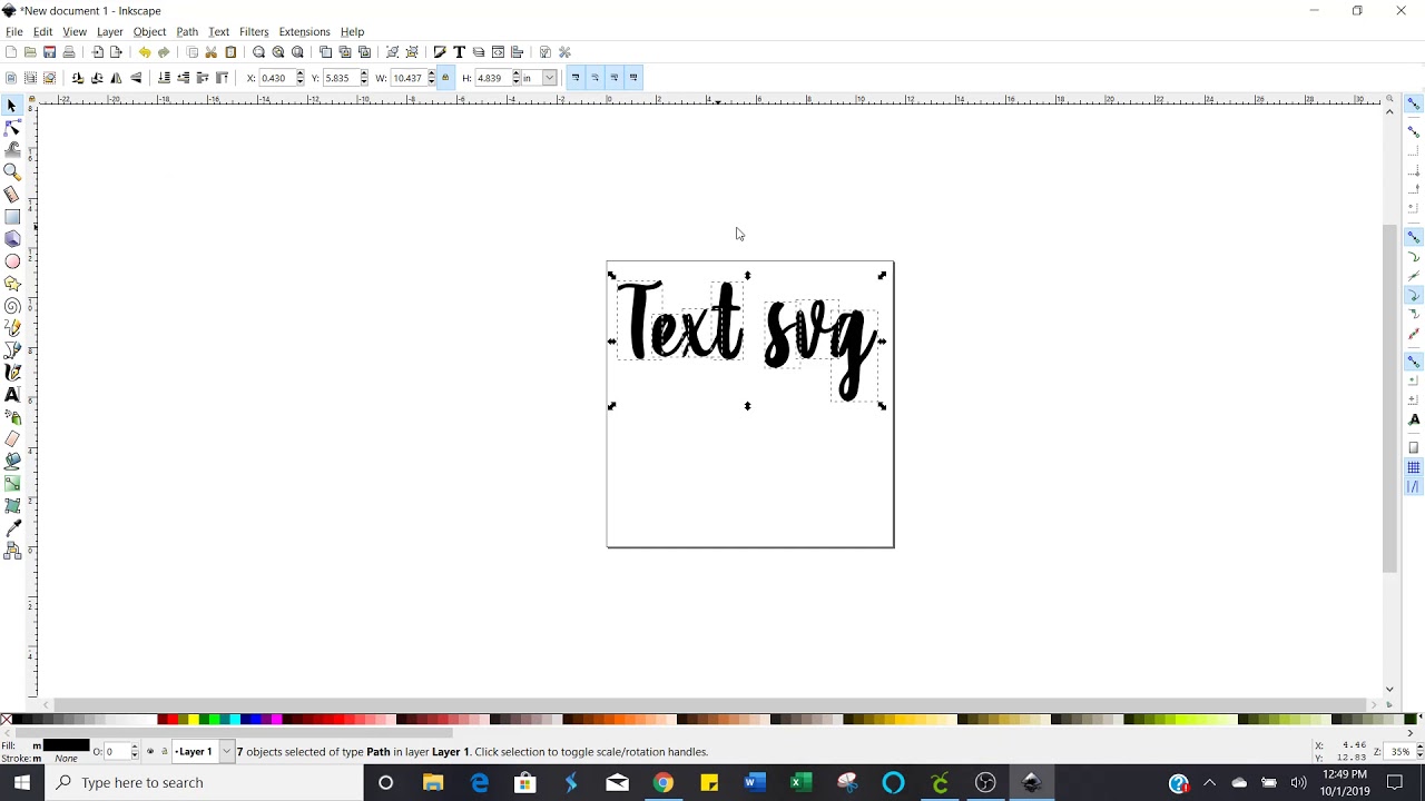 create a text only svg in inkscape