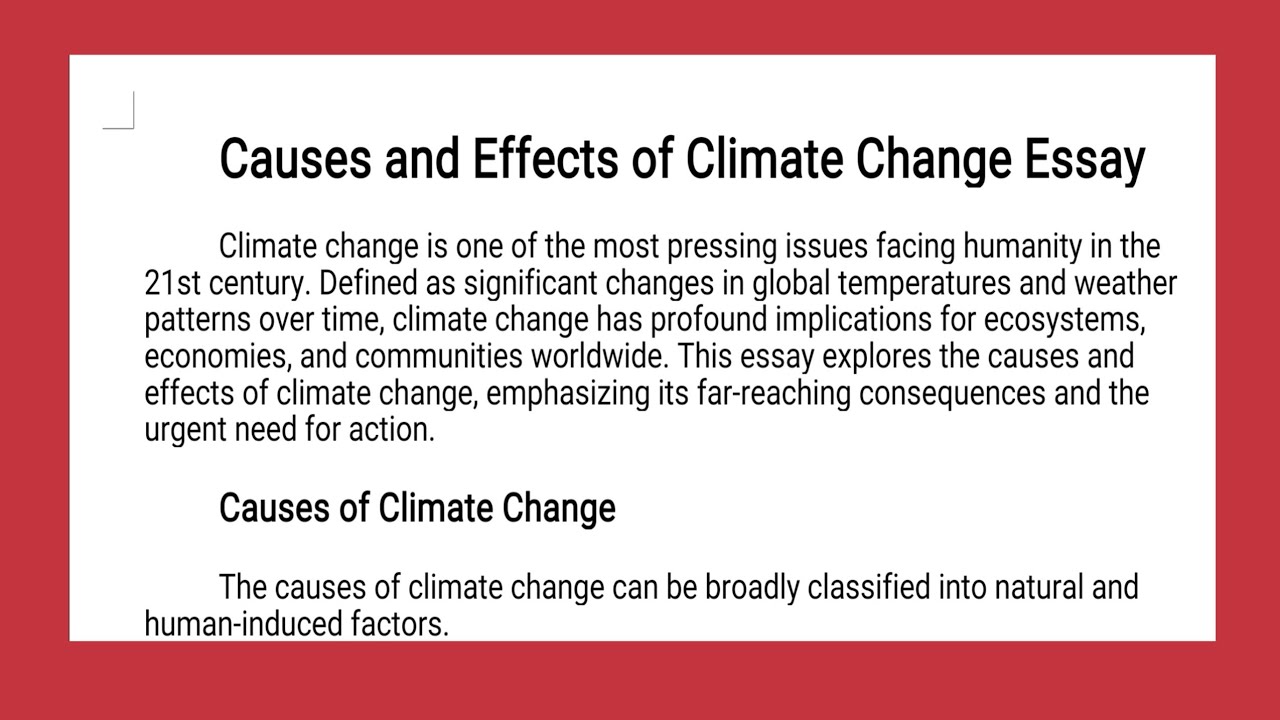 Causes and Effects of Climate Change Essay in English For Students