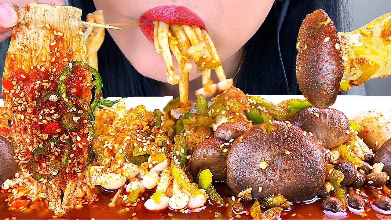 ASMR SPICY ENOKI OYSTER SEAFOOD MUSHROOMS * ASMR Phan *