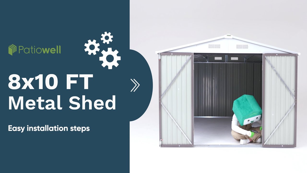 Patiowell Metal Storage Shed - 8' x 10' FT Assembly