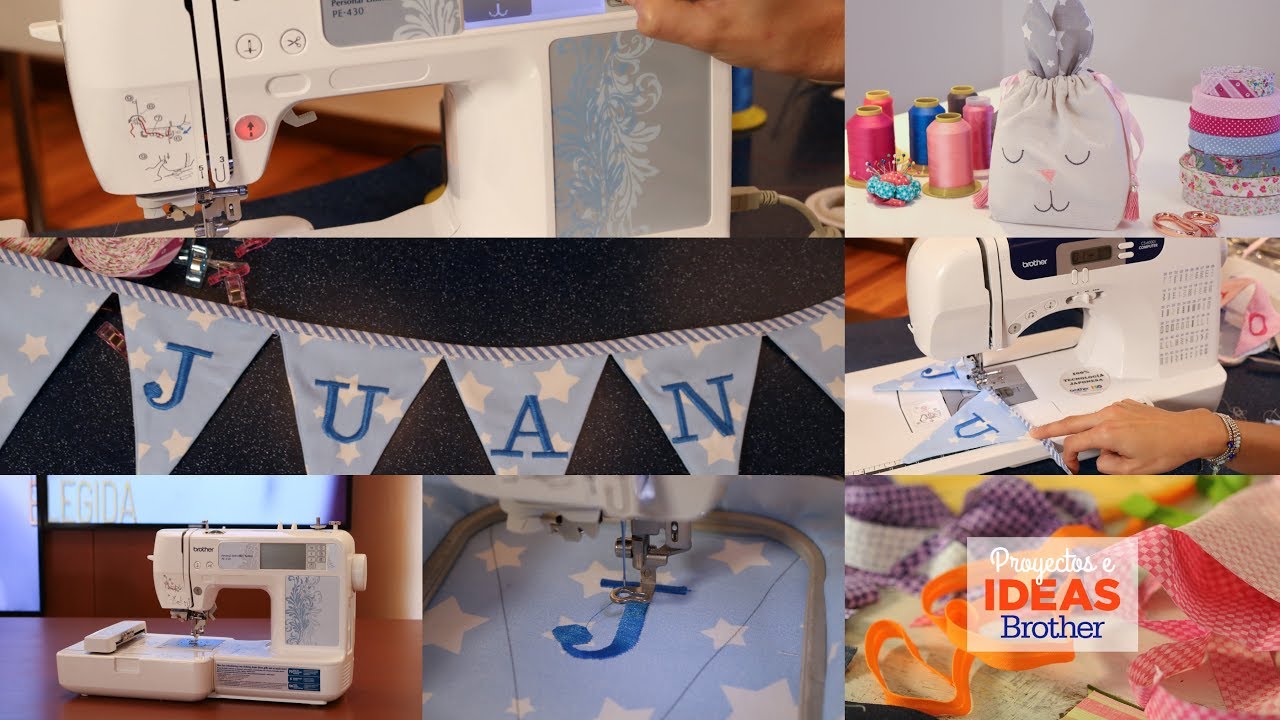 Tutorial para Coser y Bordar con maquinas Brother -  Banderines y  Bolsitas de Tela