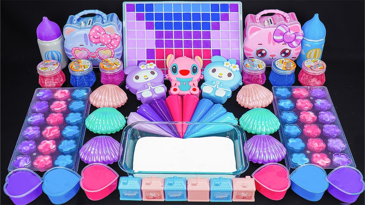 Galaxy Piping Bags vs SANRIO Collection💗Mixing random into Glossy Slime ✨ Satisfying Slime ASMR #102