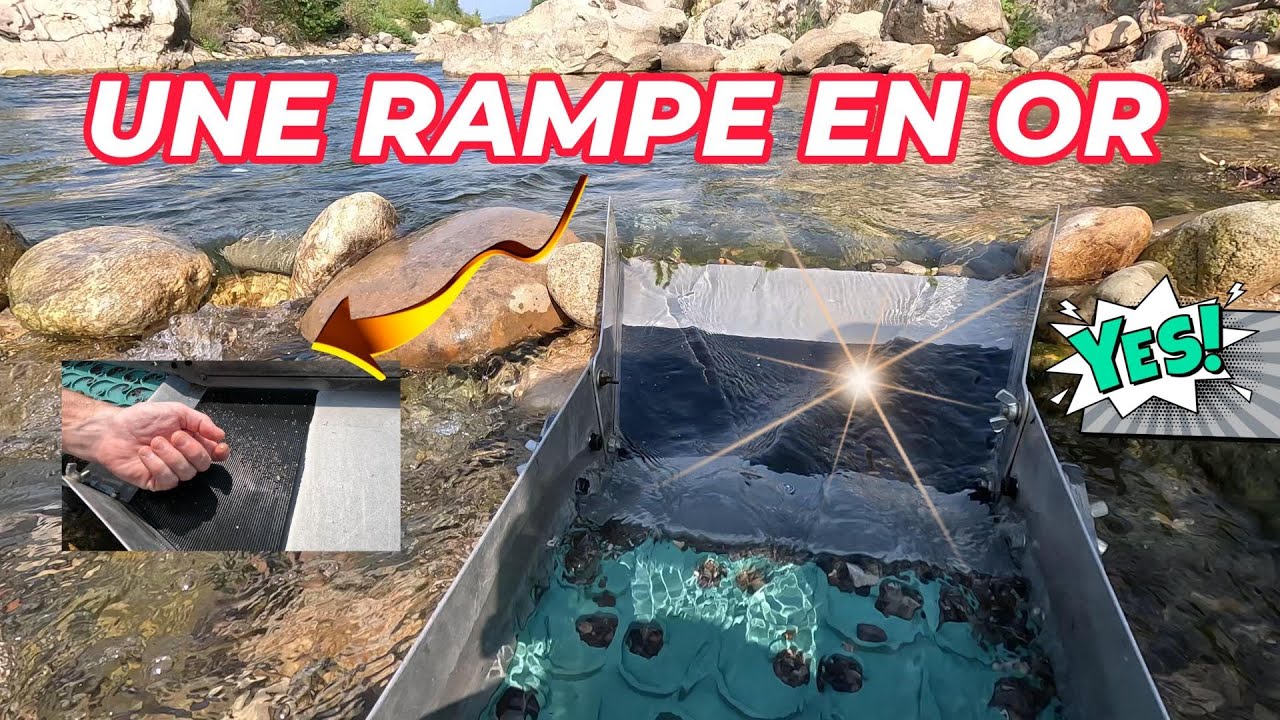 GROSSE PAILLETTE SUR LA RAMPE, RENCONTRE D'UN ABONNÉ, BATÉE OR ET GRENATS ORPAILLAGE FRANCE S01-EP05
