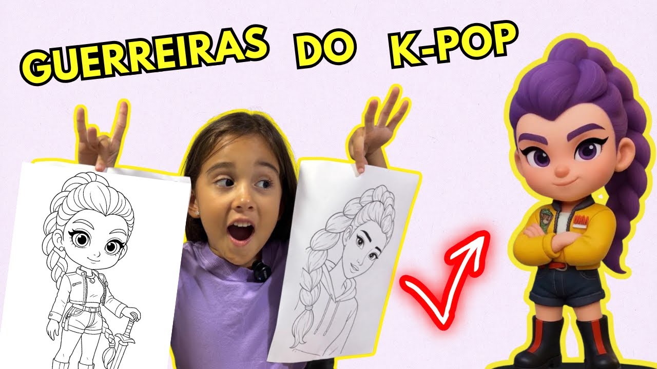 PINTURA INFANTIL 🎨 Guerreiras do K-Pop | Atividade Criativa para Crianças