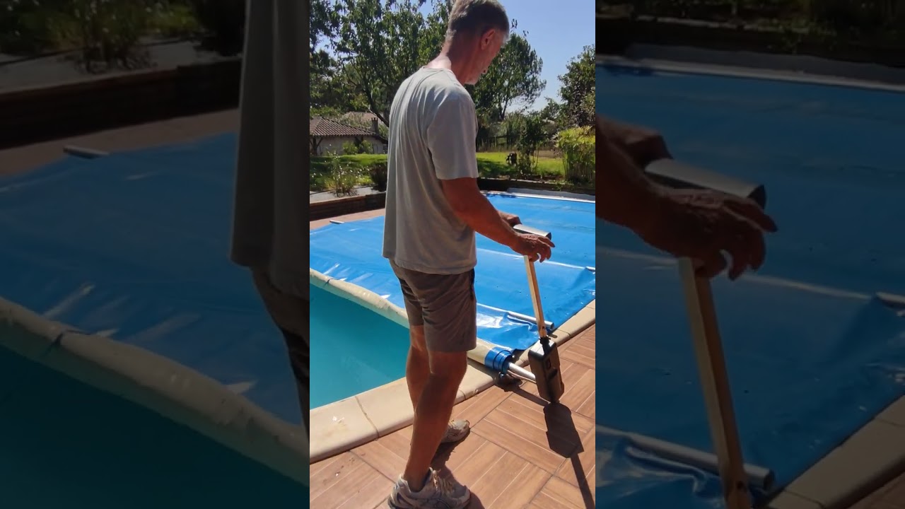 debâchage rebâchage d'une bâche à barres de piscine