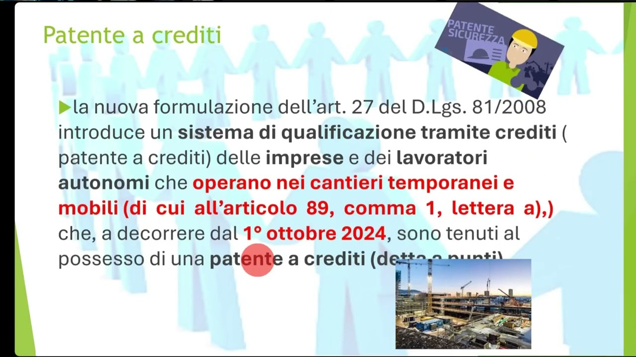 Nuove Linee Guida per la Patente a Crediti nei Cantieri - Webinar - Prima Parte