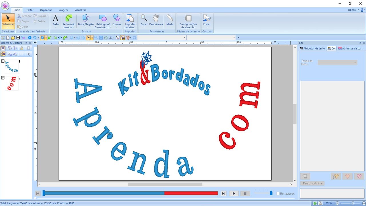 Pe Design- Curso Básico -   Transformando Letras  Em Bordados - Aula 05