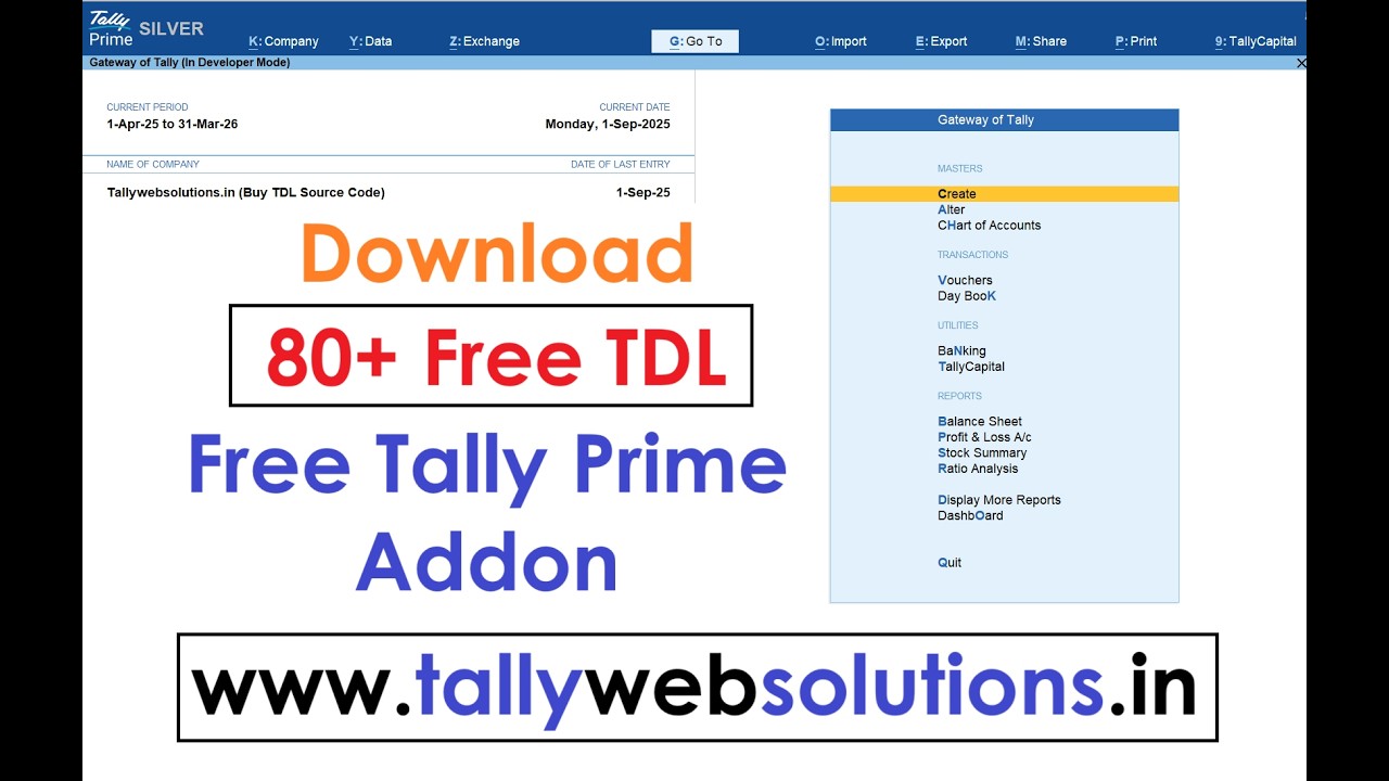 Quick Download 70+ Free Tally Prime TDL | Free TDL Source Code | Free TDL | www.tallywebsolutions.in