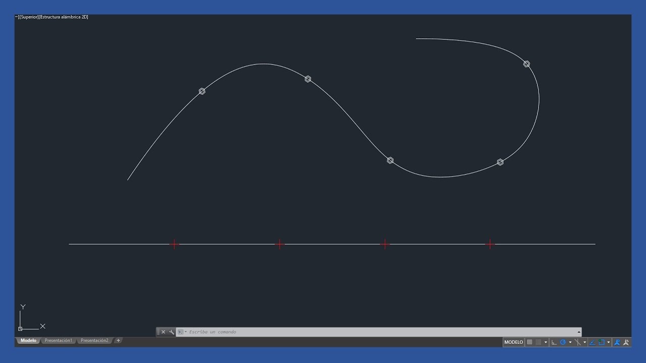 Autocad - Dividir línea en partes iguales. Dividir en segmentos iguales. Tutorial en español HD