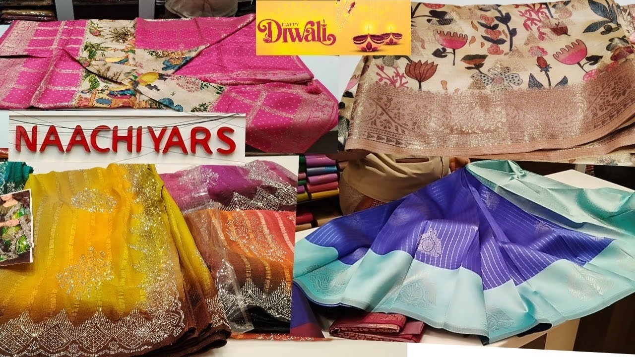 Tusser silk, Modal silk, Semi silk, Embossed designer sarees from Naachiyars Madurai